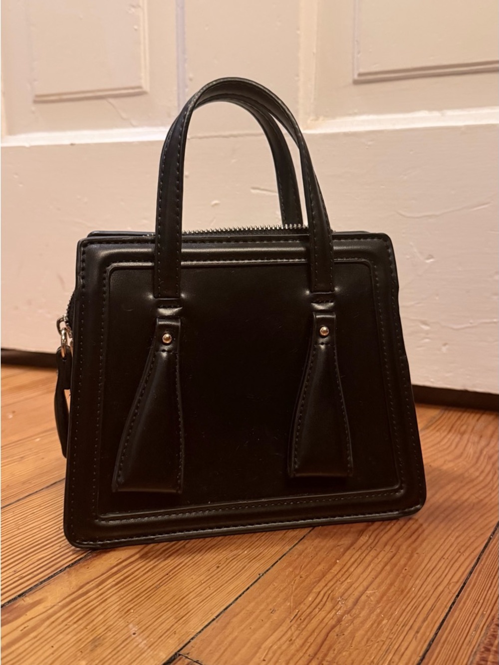 Zara Black Structured Mini Top-Handle Bag